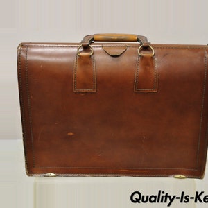 Vintage Mid Century Modern Saddle Leather Briefcase Case by Lion Leather Prods.