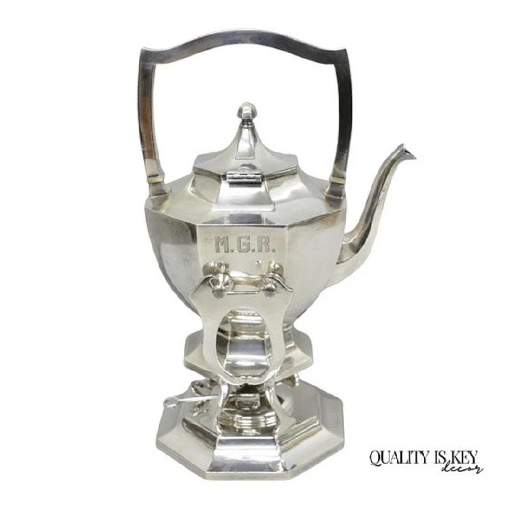 Antique Wilcox Art Deco Silver Plated Tilting Coffee Teapot on