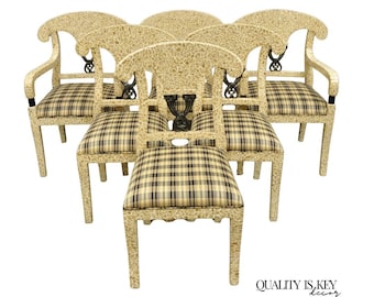 Sillas de comedor estilo Regencia con incrustaciones de piedra teselada de Enrique Garcel - Juego de 6