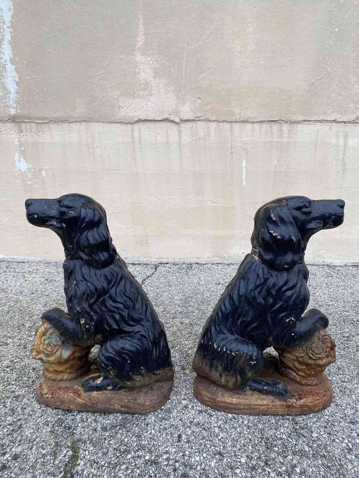Cast Iron Victorian Seated Golden Retriever Dog Guardian Garden Entry ...