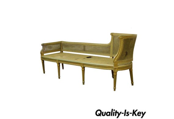 Antique French Louis Xvi Style Cane Chaise Lounge Recamier - Fainting Couch Or Chaise Lounge Antique French Louis Xvi Style Cane Chaise Lounge Recamier - Fainting Couch Or Chaise Lounge