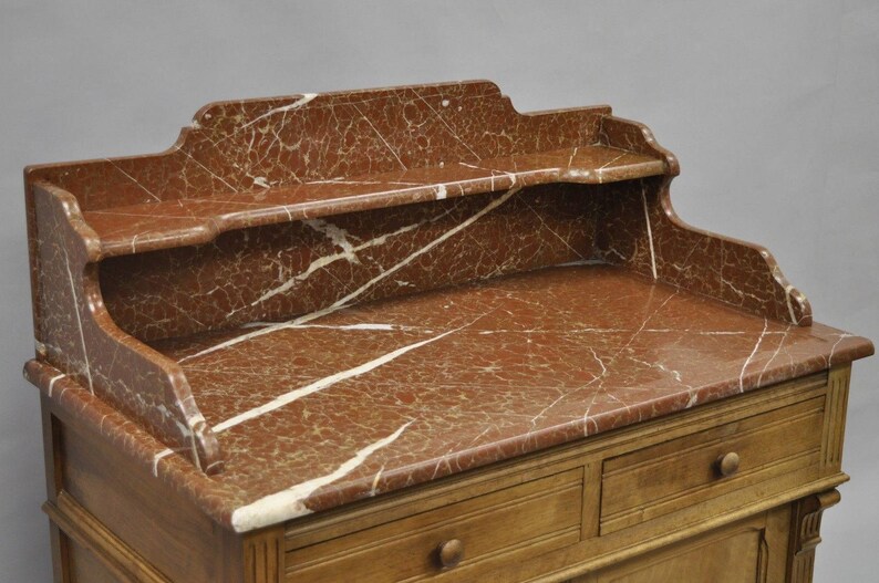 French Victorian Marble Top Backsplash Wash Stand Bathroom | Etsy French Bathroom Cabinet