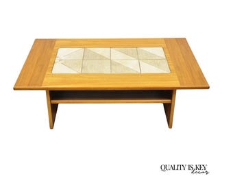 Vintage Gangso Mobler Mid Century Danish Modern Teak Tile Top Coffee Table
