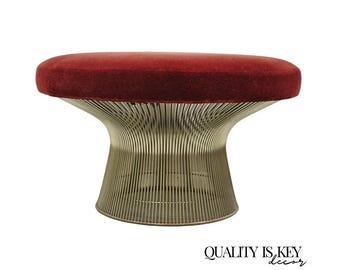 Vintage Warren Platner for Knoll 32" Round Chrome Base Ottoman Mushroom Stool