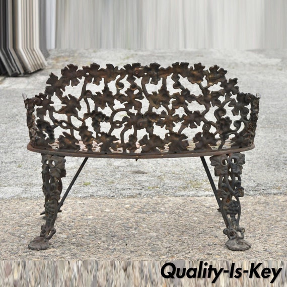 Antique French Victorian Grape Vine Leaf Cast Iron Small Garden