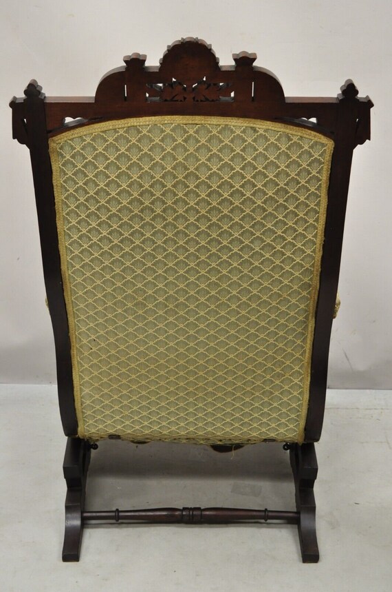 Antique Eastlake Victorian Carved Walnut Platform Rocker Rocking