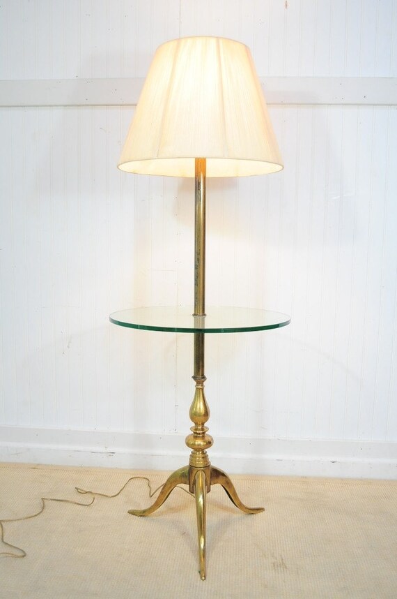 Vintage floor lamp sale with glass table