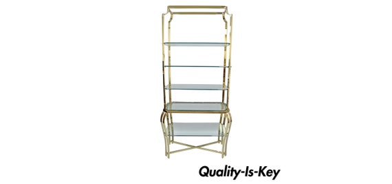 Hollywood Regency Brass Glass Etagere Gold Bookcase Milo Etsy