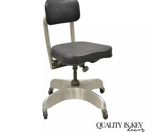Vintage MCM All Steel Adjustable Swivel Office Chair - Old IBM