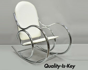 Mid Century Modern Sculptural Chrome Thonet Rocking Chair Rocker Milo Baughman