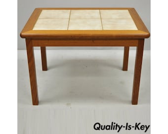 Vintage Mid Century Danish Modern Toften Mobelfabrik Teak Tile Top Side Table