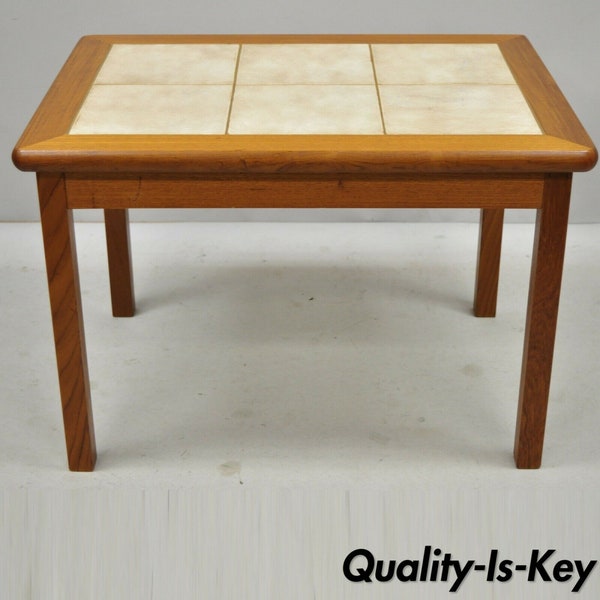 Vintage Mid Century Danish Modern Toften Mobelfabrik Teak Tile Top Side Table