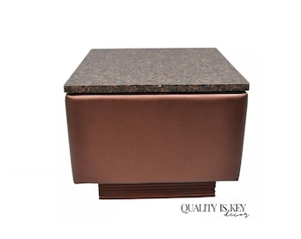 Modern Marble Top Upholstered Square Side Table by Showtime Exhibit Builders