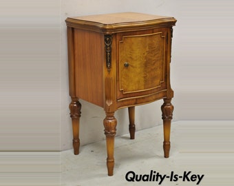 French Louis XV Style Satinwood One Door Nightstand Bedside Cabinet by Joerns