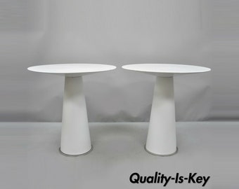 Pair 30" Round Megaron Magic Mushroom Bistro Tall Modernist Side Center Tables