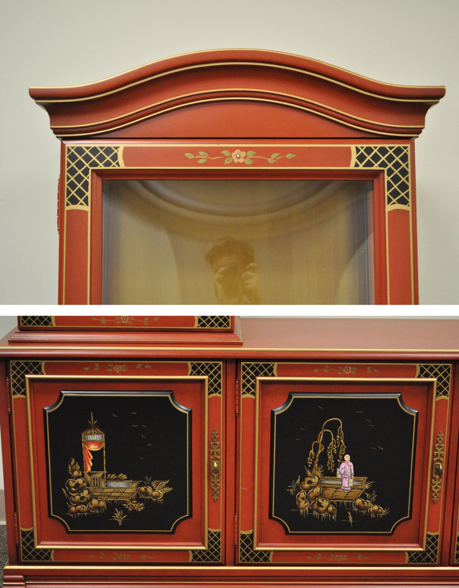 Vintage Jasper Oriental Chinoiserie Red Display China Etsy