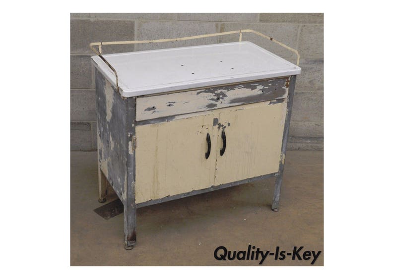 Antique Industrial Steel Metal Enamel Top Medical Cabinet Diy Etsy