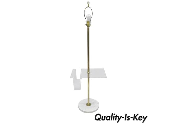Brass Lucite Marble Floor Lamp, Vintage Lucite Floor Lamp With Table Base