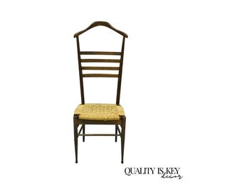 Vintage Mid Century Italian Modern Wood & Rope Clothing Valet Butlers Chair