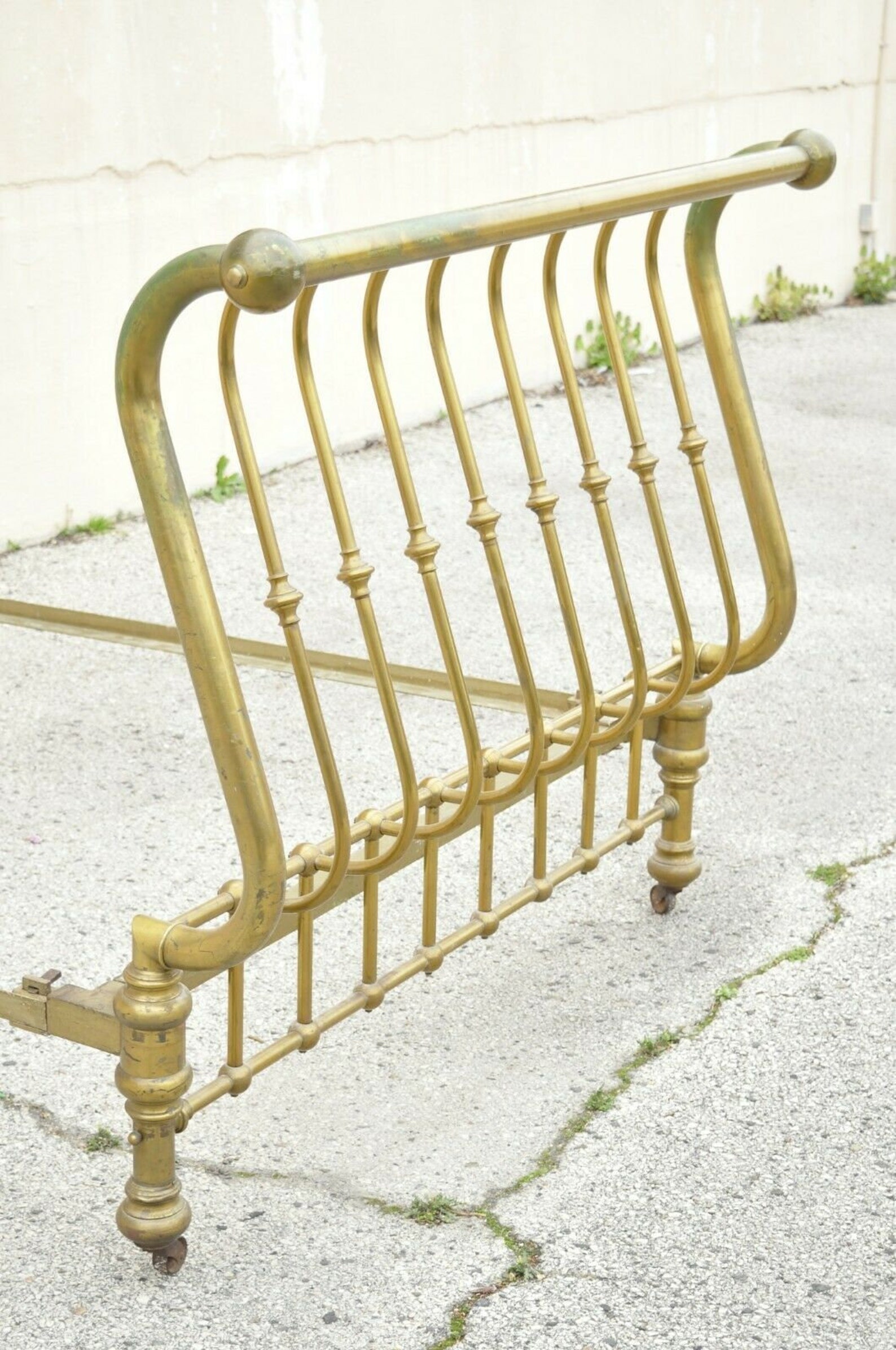 Antique Victorian Full Size Gold Brass Sleigh Bed w Cast Iron Etsy