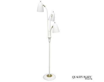 Gerald Thurston for Lightolier Mid Century Modern White Metal Pole Floor Lamp