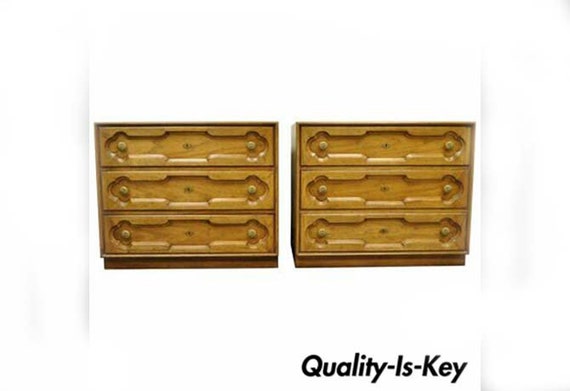 Pair Drexel Heritage Hollywood Regency Bachelor Chests Bedside Etsy