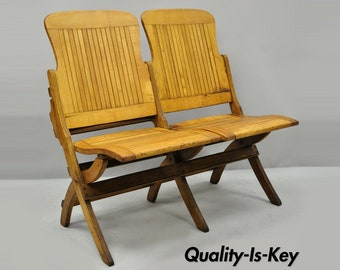 Antique double wooden folding sales chairs