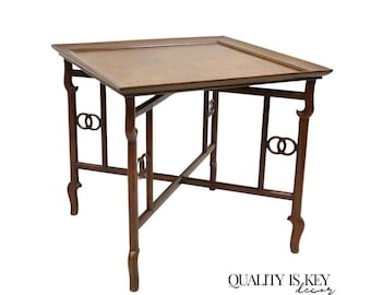 Michael Taylor for Baker Far East Asian Burl Wood Square Occasional Side Table