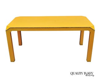 Vintage Hollywood Regency Orange Vinyl Laminate Parsons Style Dining Table Desk