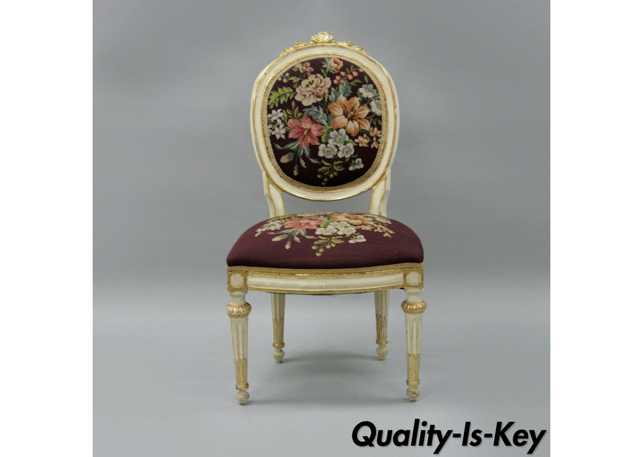 Louis XVI Style Arm Chair with Needlepoint Upholstery