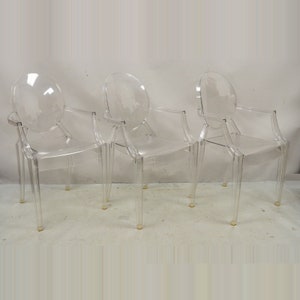 Kartell Designs Louis Ghost Arm Chair Philippe Starck - Set of 3