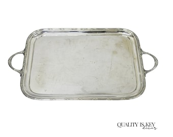 Antique Waring & Gillow English Edwardian Lrg Silver Plated Serving Platter Tray