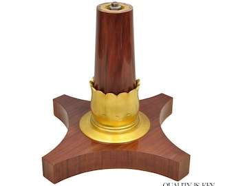 Vintage French Regency Style Mahogany & Gold Gilt Plume Table Pedestal Base (B)
