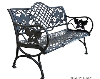 Contemporary Art Nouveau Style Cast Aluminum Garden Patio Garden Bench Loveseat
