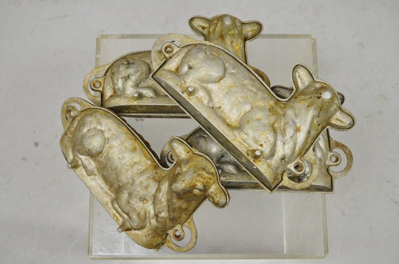 Antique Wagner Cast Aluminum Figural Lamb Metal Chocolate Cake Pan Mold image 3