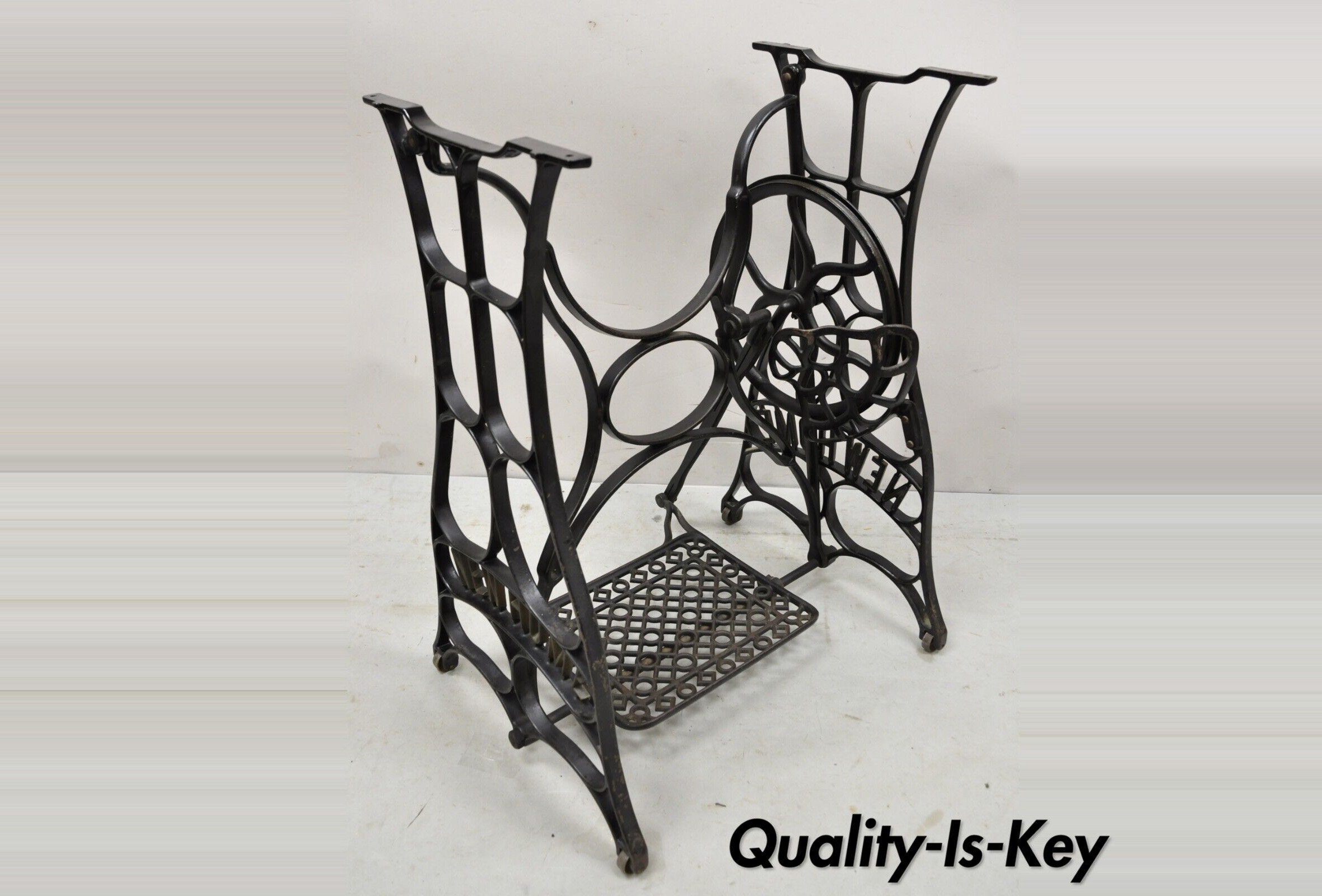 Antique New Home Black Cast Iron Treadle Sewing Machine Base