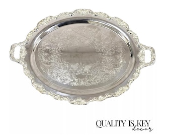 Vintage Towle Large Ornate Victorian Oval Silver Plated Serving Platter Tray