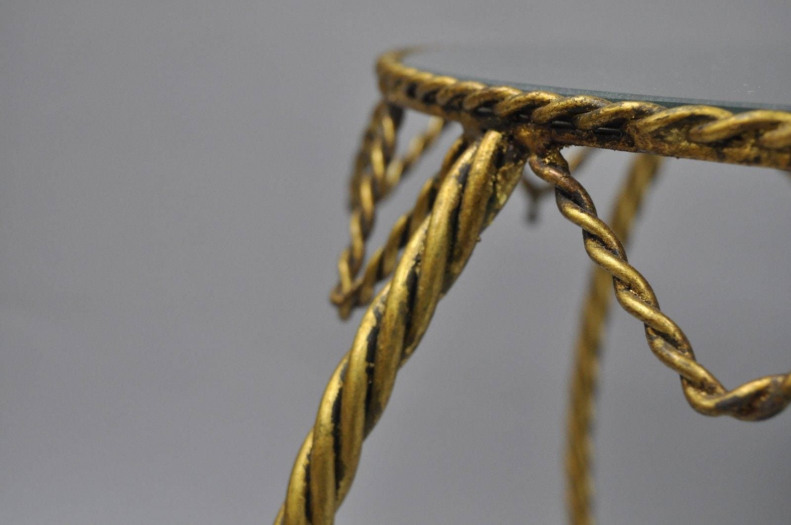 Vintage Gold Italian Tassel & Rope Side Table Kidney Shape Etsy