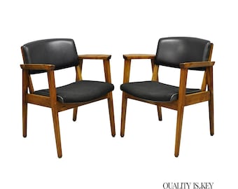 Vintage Boling Chair Co Mid Century Modern Walnut Lounge Arm Chairs (A) - Pair
