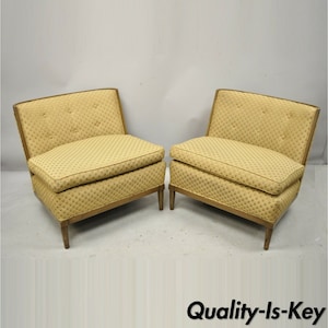 20th Century Modern Paul McCobb Style Barrel Back Slipper Lounge Chairs - a Pair