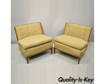 20th Century Modern Paul McCobb Style Barrel Back Slipper Lounge Chairs - a Pair