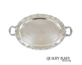 Vintage Crescent 1082 Victorian Style Silver Plated Oval Serving Platter Tray