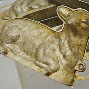 Antique Wagner Cast Aluminum Figural Lamb Metal Chocolate Cake Pan Mold image 2
