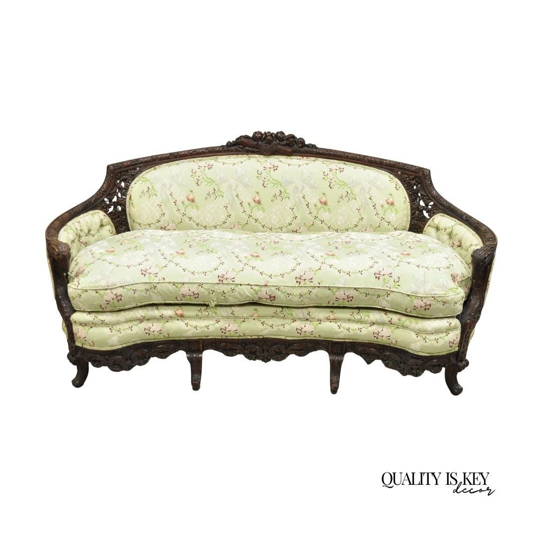 Couch Rams Antique Italian Renaissance Carved Walnut French Victorian Rams Head ...