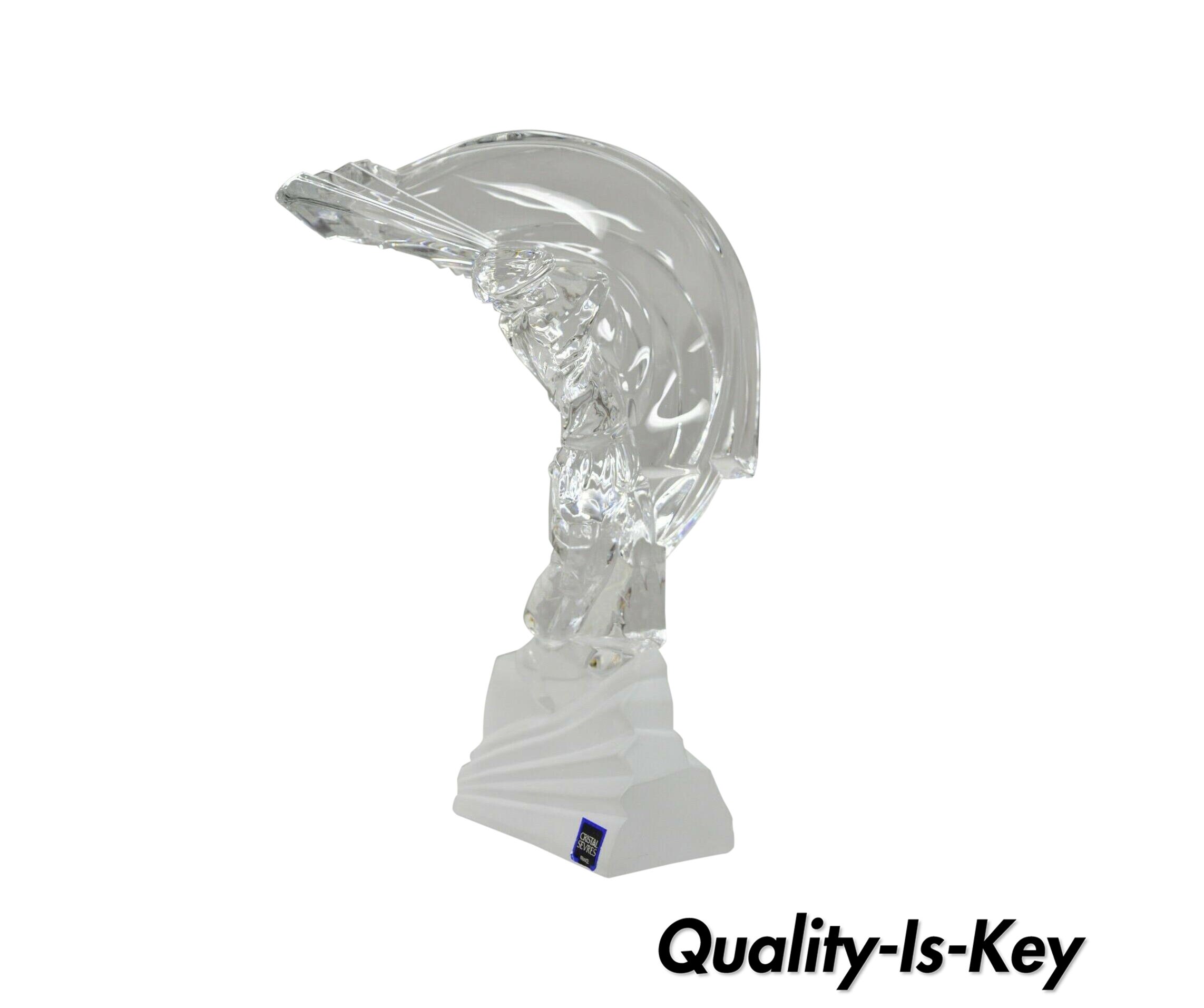 Sculpture Cristal De Sevres Crystal 10.5 Glass Golfer Golf Statue 