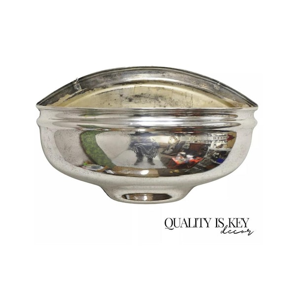 Antique English Edwardian Silver Plated Wall Mounted Planter With Dolphin