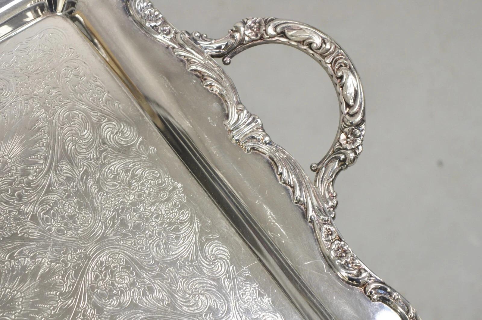 Vintage WM Rogers Silver Plated Victorian Twin Handle Serving