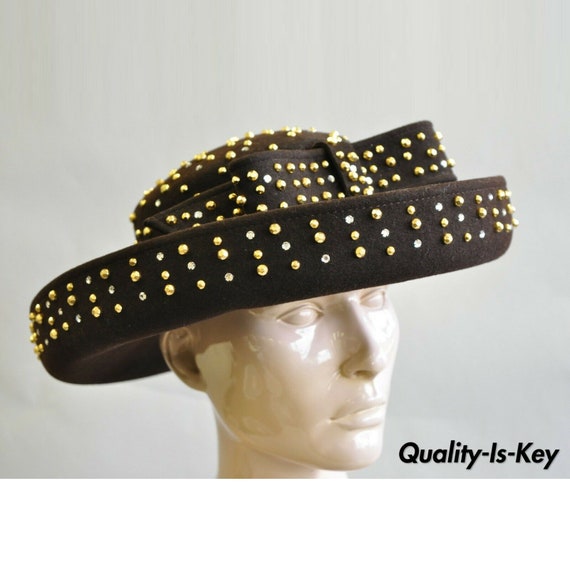Vintage Jack Mcconnell Boutique Brown Wool Gold Silver Stud  display picture 1