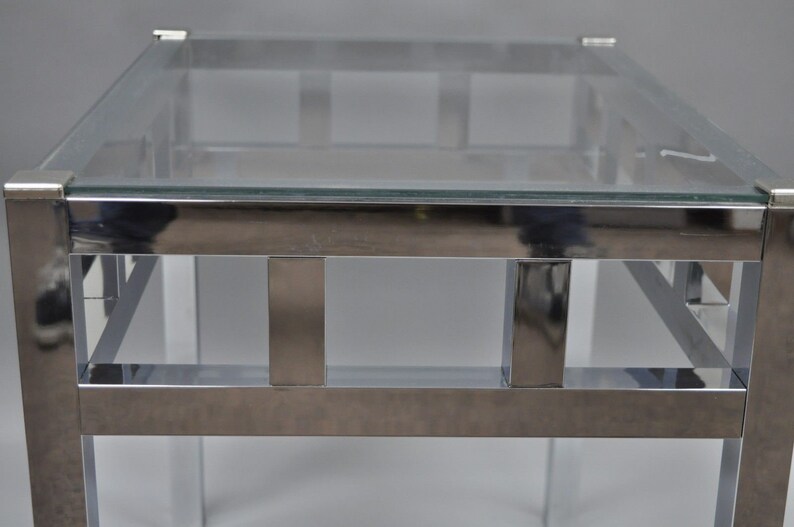 Pair of Chrome & Glass Mid Century Modern Rectangle End Table Etsy