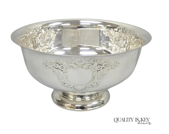 Victorian Floral Repousse Silver Plated Punch Bowl Champagne Chiller Ice Bucket